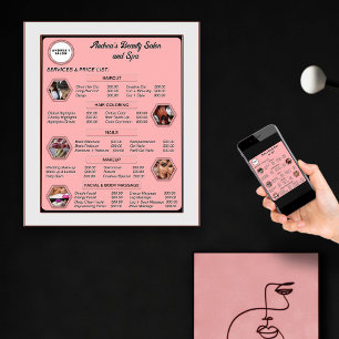 Moderne Pink Add Logo Fotos Salon & Spa Preisliste Poster