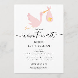 Moderne Pink Baby Dusche Sprinkle Stornierungskart Einladung