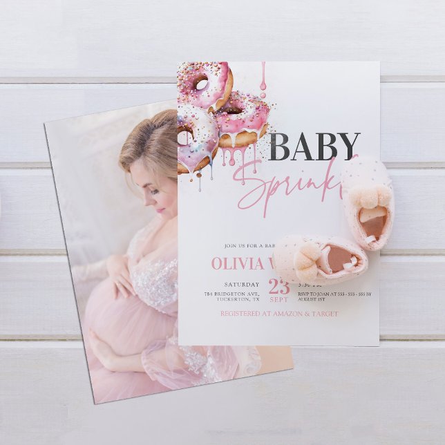 Moderne Pink Baby Sprinkle Foto Girl Babydusche Einladung (Von Creator hochgeladen)