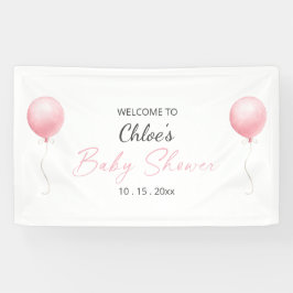 Moderne Pink Balloon Girl Babydusche Banner