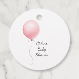Moderne Pink Balloon Girl Babydusche Geschenkanhänger