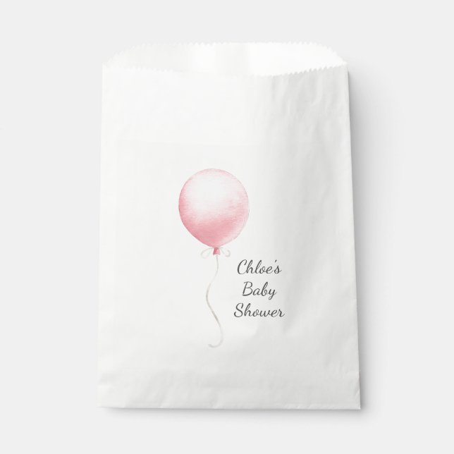 Moderne Pink Balloon Girl Babydusche Geschenktütchen (Vorderseite)