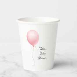 Moderne Pink Balloon Girl Babydusche Pappbecher