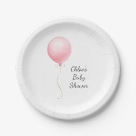 Moderne Pink Balloon Girl Babydusche Pappteller
