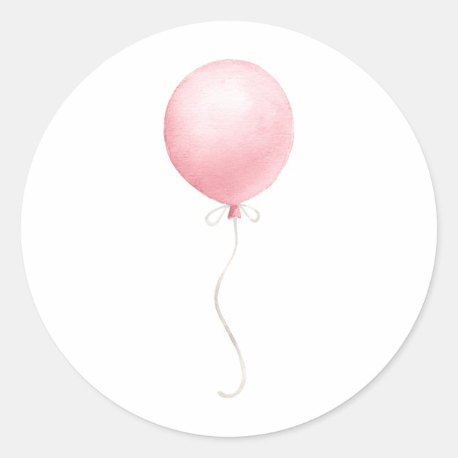 Moderne Pink Balloon Girl Babydusche Runder Aufkleber (Vorderseite)