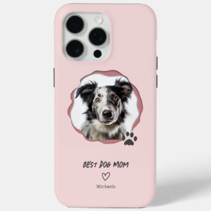 Moderne Pink Best Dog Mom Foto Case-Mate iPhone Hülle