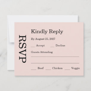 Moderne Pink Blush Hochzeit RSVP Karte