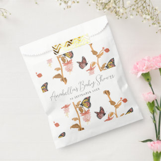 Moderne Pink Boho Butterfly Girl Babydusche Geschenktütchen