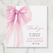 Moderne Pink Bow Baby Dusche Vielen Dank