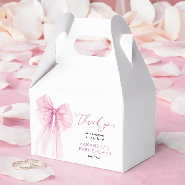 Moderne Pink Bow Baby Dusche Vielen Dank Geschenkschachtel (Hochzeit)