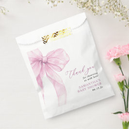 Moderne Pink Bow Baby Dusche Vielen Dank Geschenktütchen