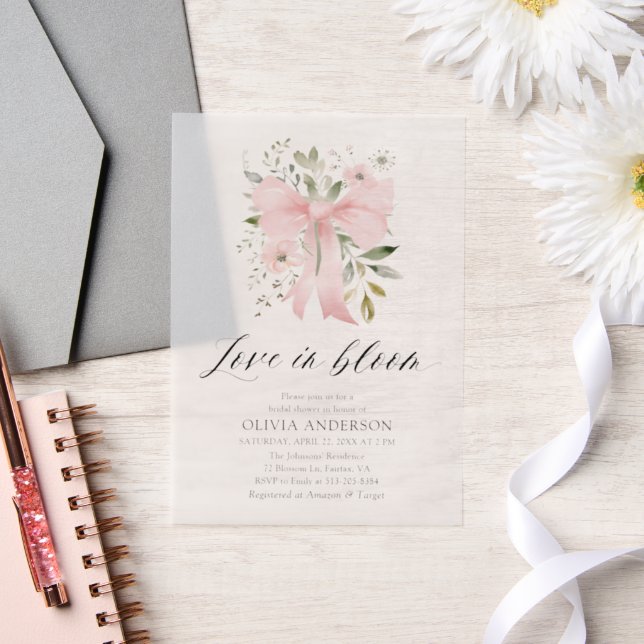 Moderne Pink Bow Blütenblume Liebe im Bloom Brautp (Hochzeit)