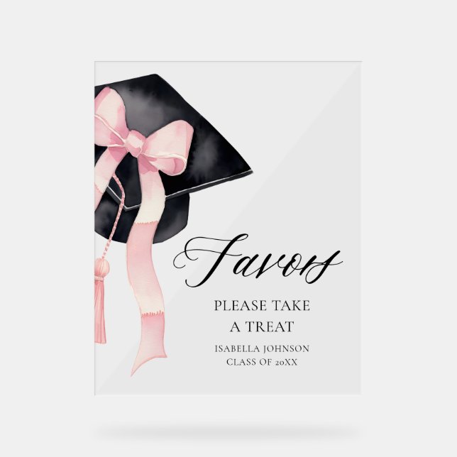 Moderne Pink Bow Gradation Cap Graduate Favoriten Acrylschild (Vorderseite)
