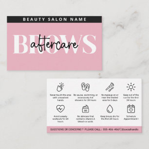 Moderne Pink Brows Aftercare PMU Brow Instruktione Visitenkarte