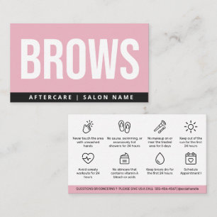 Moderne Pink Brows Aftercare PMU Brow Instruktione Visitenkarte
