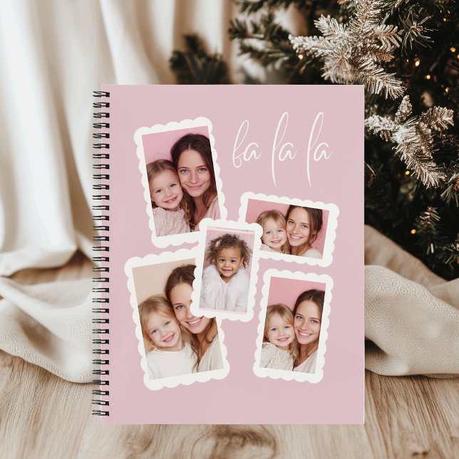 Moderne Pink „Fa La La“ Multi-Foto  Notizbuch (Von Creator hochgeladen)