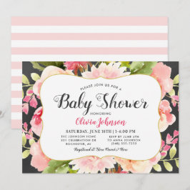 Moderne pink floral Girl Babydusche Einladung