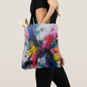Moderne Pink-Gelbe Abstract Paint Splatter Art Tas