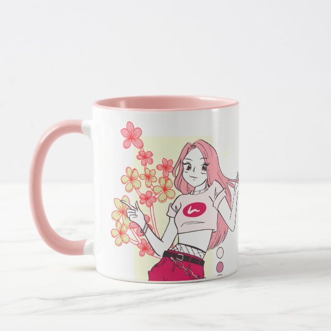 Moderne Pink Girl Boss Tasse (Links)