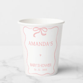 Moderne Pink Girl Bow Babydusche Pappbecher