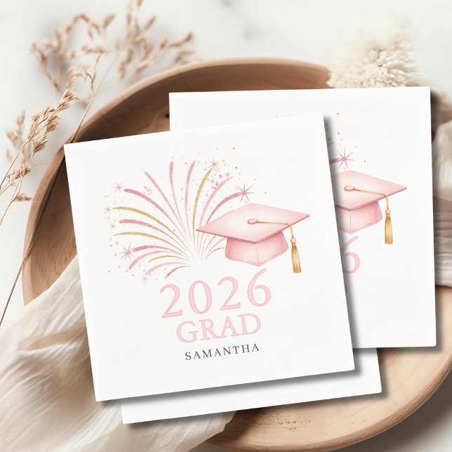 Moderne Pink Gold 2026 Abschluss  Serviette (Von Creator hochgeladen)