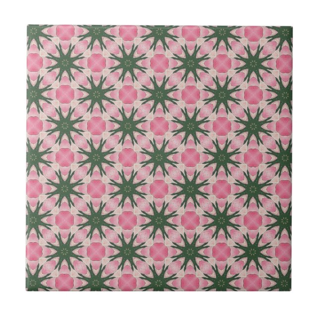 Moderne Pink-Grüne Grafik Fliese (Vorderseite)