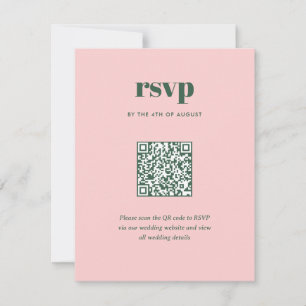 Moderne Pink Grüne Trendige Mix Match Hochzeit QR RSVP Karte