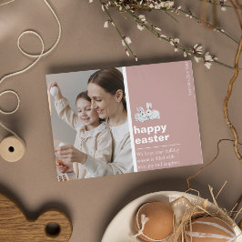 Moderne Pink Happy Osterfoto Card mit sonniger Bel Postkarte