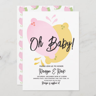 Moderne Pink Lemonade Lemon Limon Baby Dusche Invi Einladung