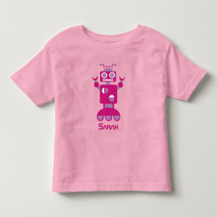 Moderne pink-lila Roboter personalisiert für Mädch Kleinkind T-shirt