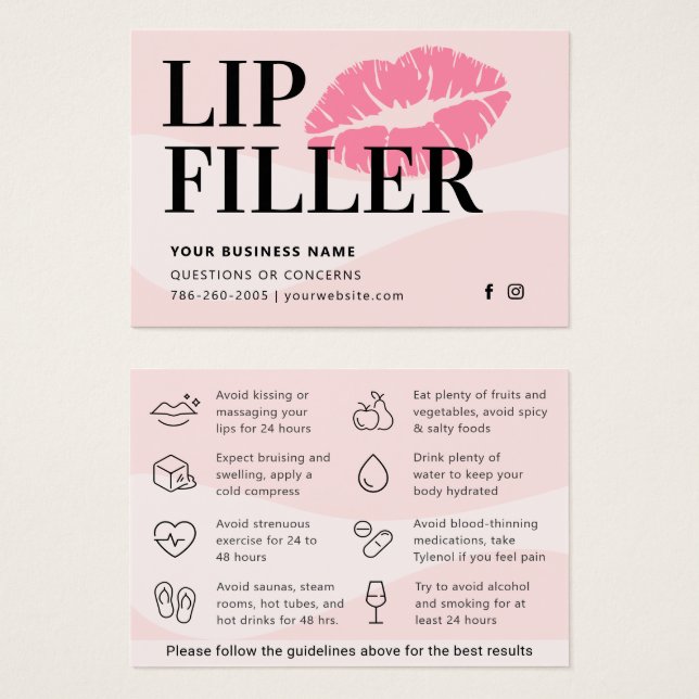 Moderne Pink Lip Filler Aftercare Instructions Car (Vorne & Hinten)