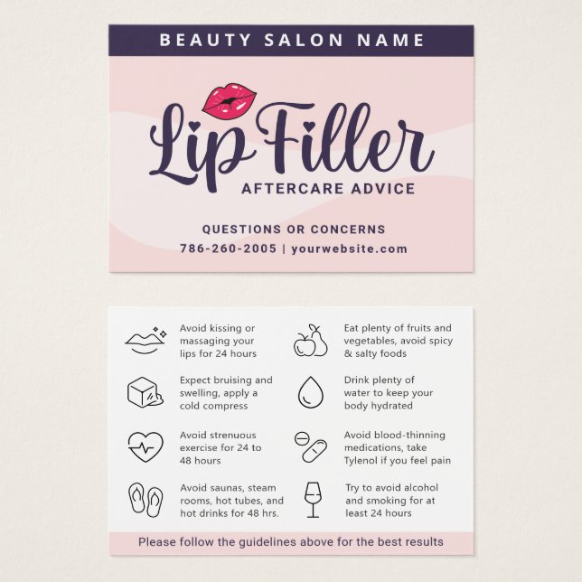 Moderne Pink Lip Filler Aftercare Instructions Car (Vorne & Hinten)