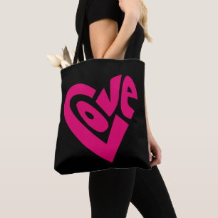 Moderne Pink Love Word Art Schwarz Valentinstag