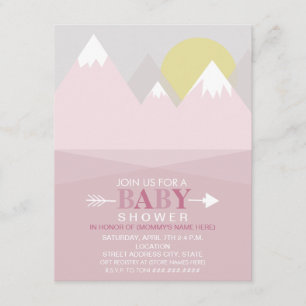 Moderne Pink Mountain Sun Baby Dusche Einladung