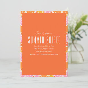 Moderne Pink-Orange-Blumen-Sommer-Soiree-Party Einladung