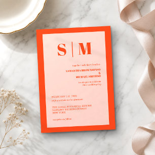 Moderne pink-orange Erdtöne-Hochzeit Einladung