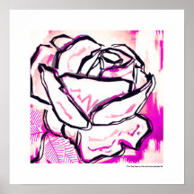 Moderne Pink-Pop-Art-Rosen-Wasserfarbenmalerei