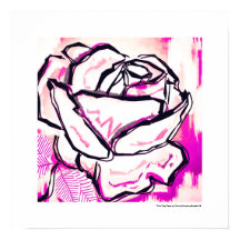 Moderne Pink-Pop-Art-Rosen-Wasserfarbenmalerei