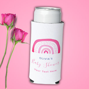 Moderne Pink Rainbow Baby Dusche Selters Dosenkühler