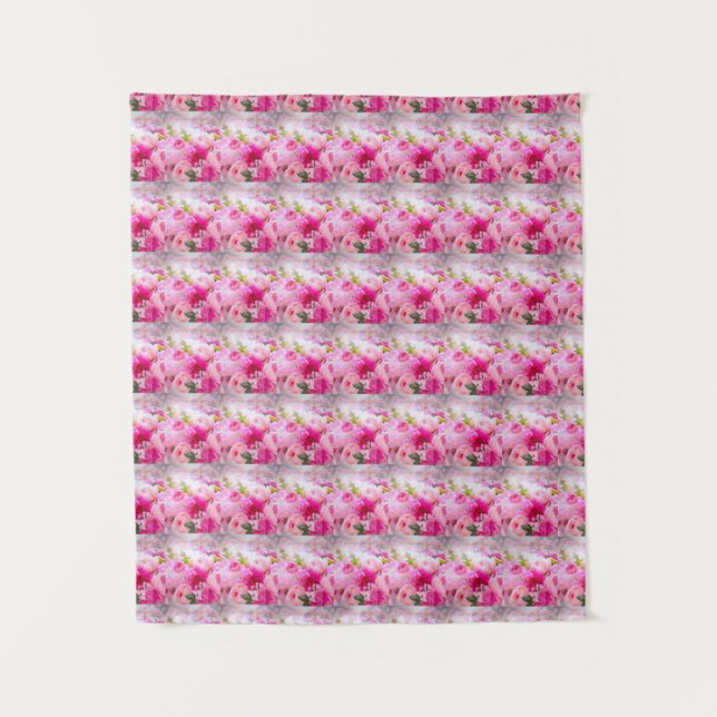 MODERNE PINK ROSE TAPESTRIE WANDTEPPICH (Vorderseite)