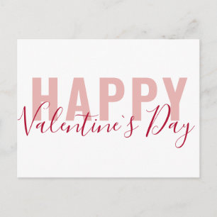 Moderne Pink-Rote Glückliche-Valentinstag-Schrift Feiertagspostkarte