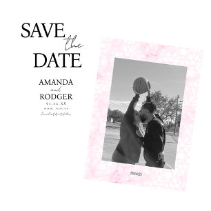 Moderne Pink Schwarz Weiß Foto Save-the-Date-Karte Einladung