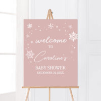 Moderne Pink Snowflakes Baby Dusche Willkommen