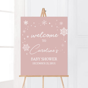 Moderne Pink Snowflakes Baby Dusche Willkommen Poster