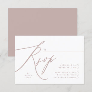 Moderne Pink Taupe Calligrafy Wedding RSVP Karte
