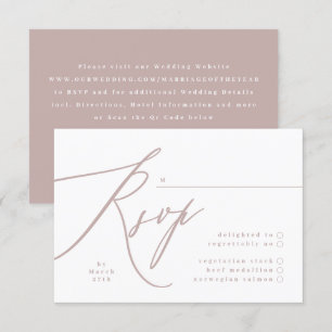 Moderne Pink Taupe Calligraphy QR CODE Hochzeit RSVP Karte