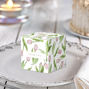 Moderne Pink Tulip Blume Danke Party Geschenkschachtel
