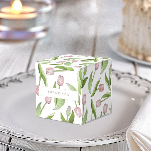 Moderne Pink Tulip Blume Danke Party Geschenkschachtel (Von Creator hochgeladen)