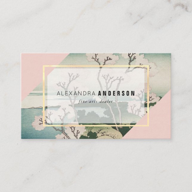 Moderne Pink & Turquoise Ukiyo-e Business Card Visitenkarte (Vorderseite)