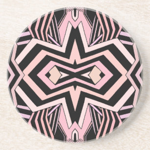 Moderne Pink und Schwarze Geometrie Sandstein Untersetzer